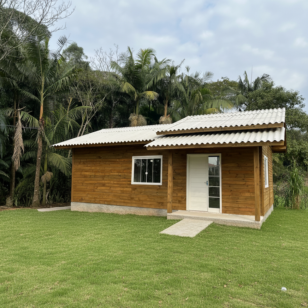 Projeto Chalé Araucária, casa de madeira em Campos do Jordão · 48 m²