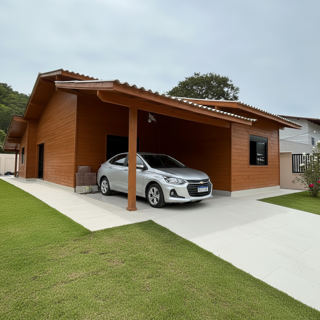 Projeto Rancho Cedro, casa de madeira em Holambra · 118 m²